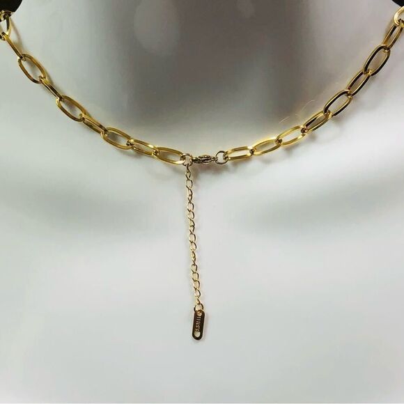 Designer Inspired Gold  Plated Black D Necklace - Picture 13 of 15